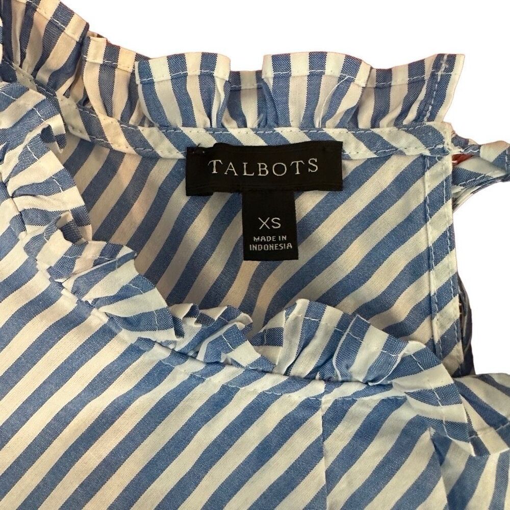 Talbots Blue and White Striped Blouse- Size XS - Picture 6 of 9